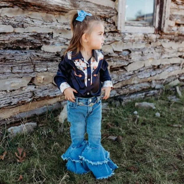 Black Vintage Pearl Snap Shirt Toddler (2T-5T)