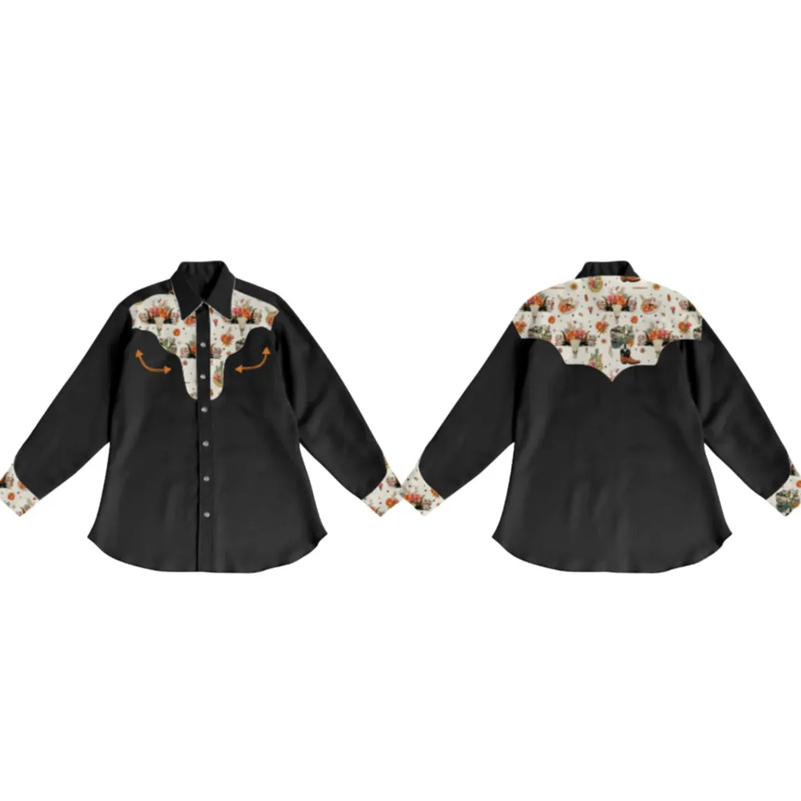 Black Vintage Pearl Snap Shirt Toddler (2T-5T)
