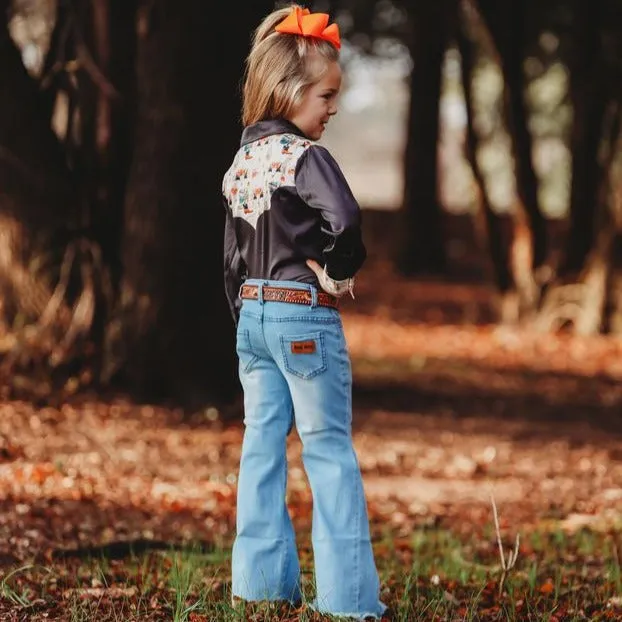 Black Vintage Pearl Snap Shirt Toddler (2T-5T)