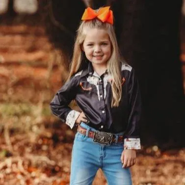 Black Vintage Pearl Snap Shirt Toddler (2T-5T)