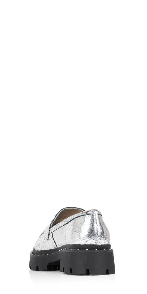 Christie Studs Crackled Leather Loafer