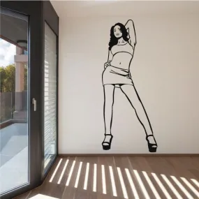 Confident Woman in Short Skirt and Heels Decal