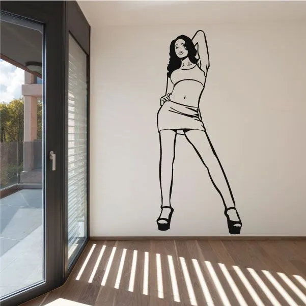 Confident Woman in Short Skirt and Heels Decal