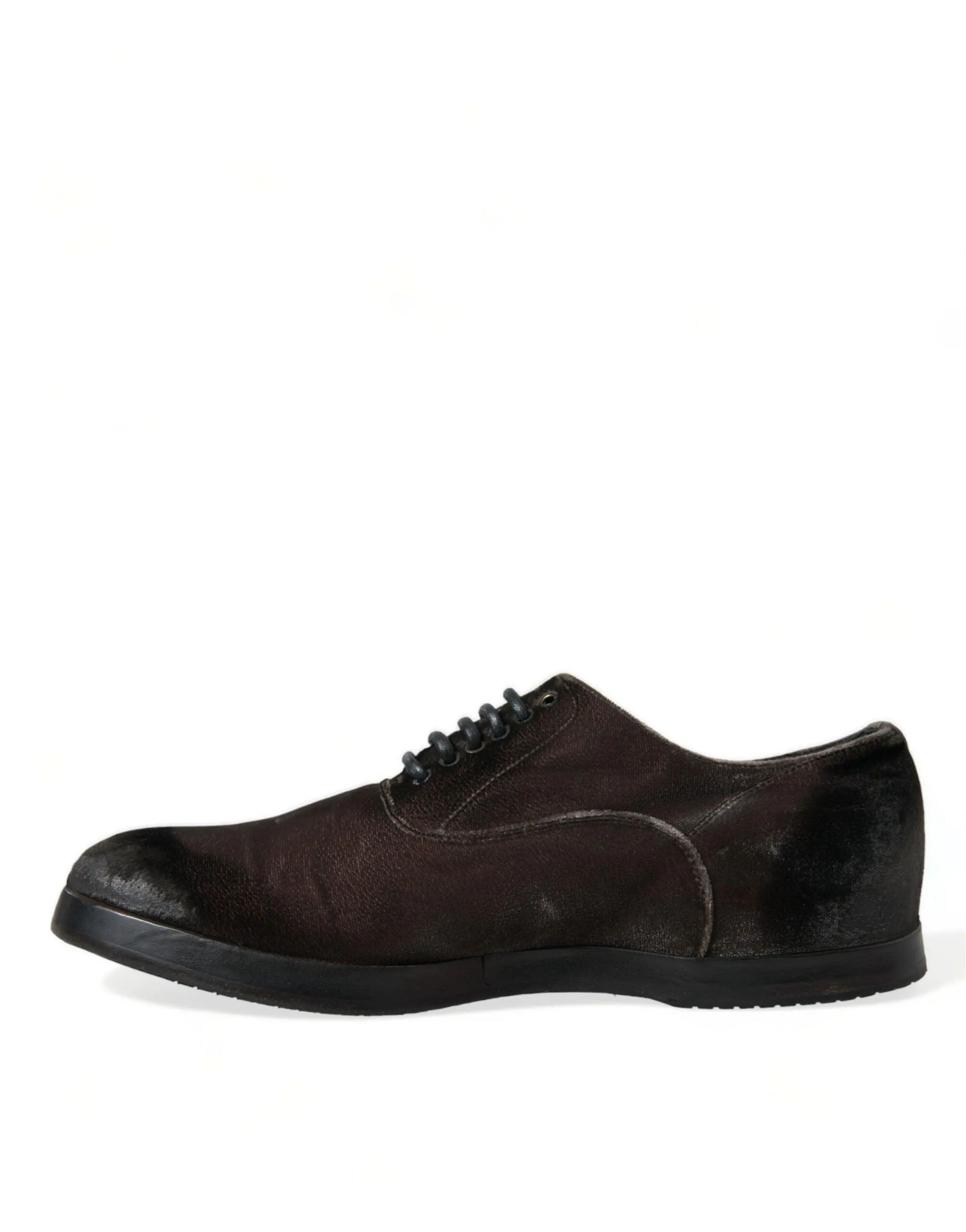 Dolce & Gabbana Elegant Brown Velvet Oxford Lace-up Sko