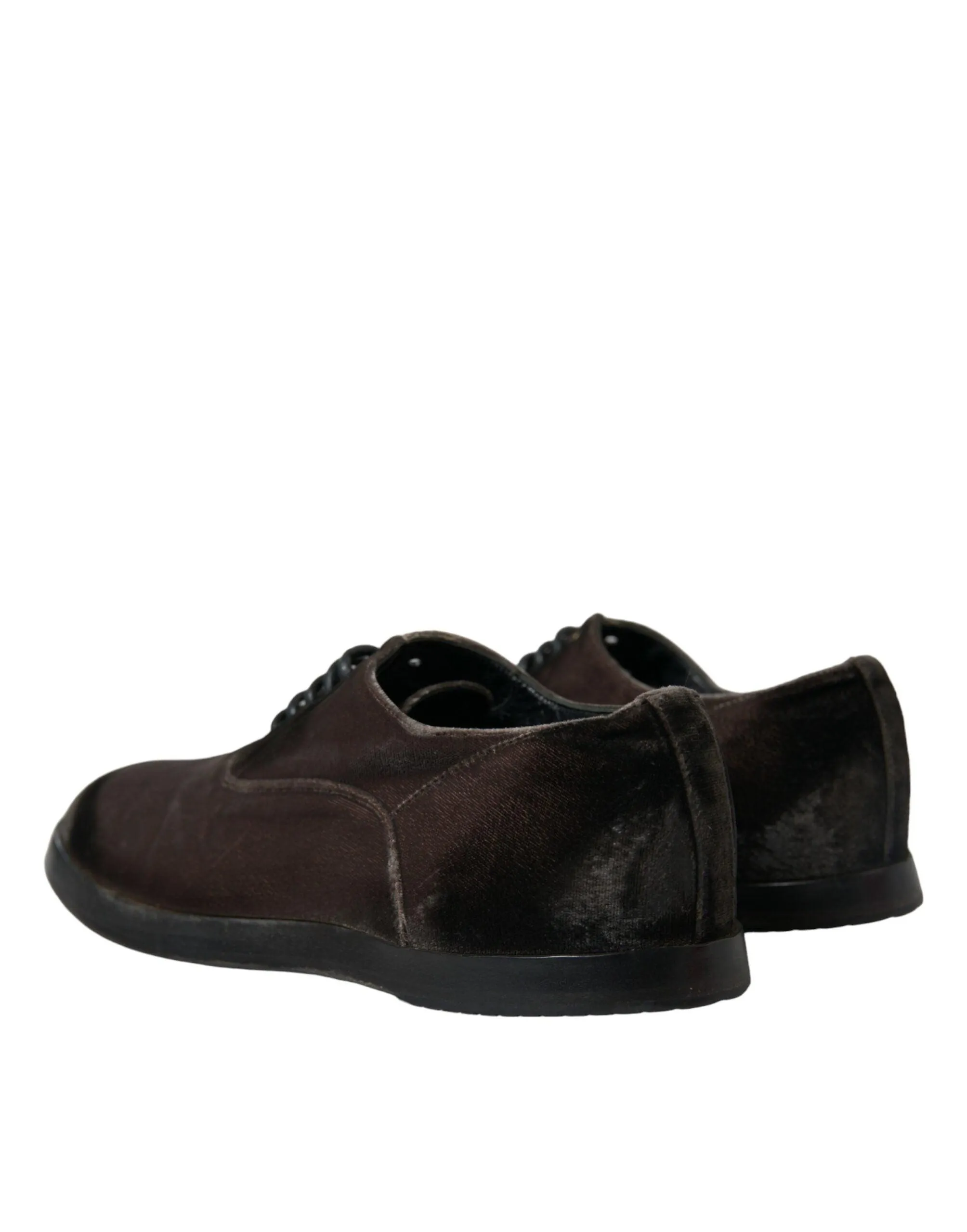 Dolce & Gabbana Elegant Brown Velvet Oxford Lace-up Sko