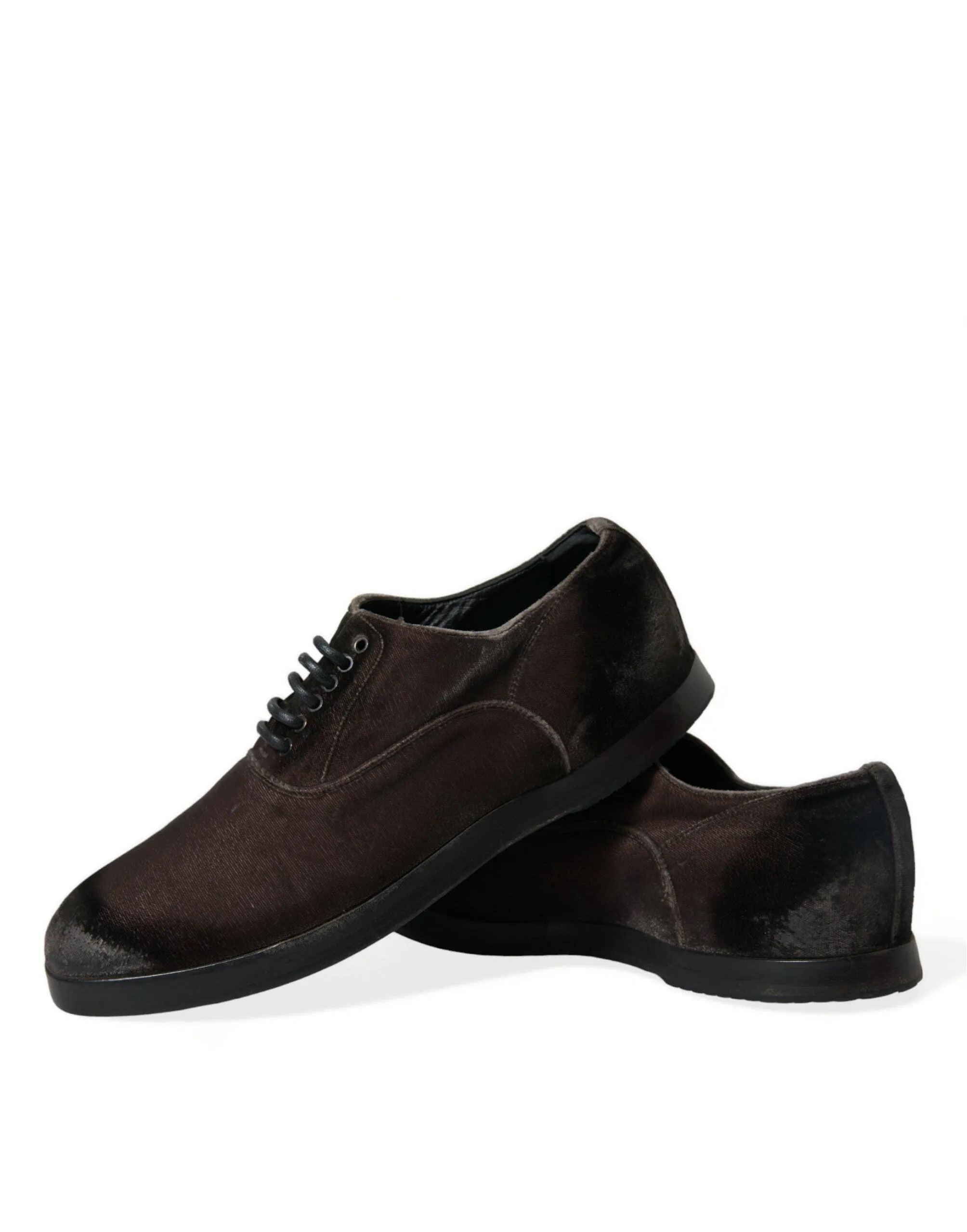 Dolce & Gabbana Elegant Brown Velvet Oxford Lace-up Sko