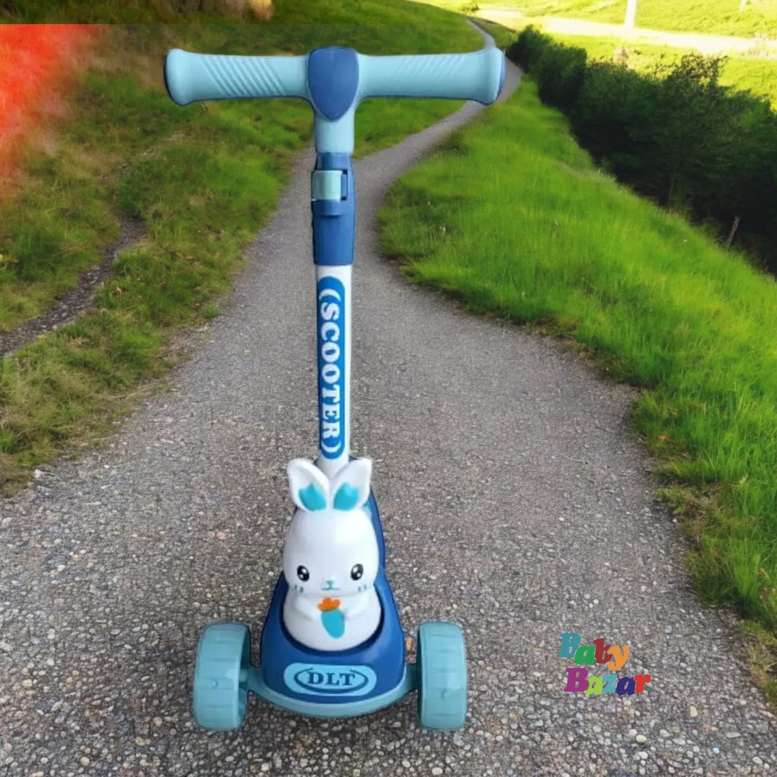 Easy Foldable Kids Scooty with Lights - Blue