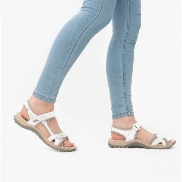 FRISCO Ladies Leather Touch Fasten Sandals White