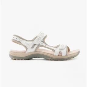 FRISCO Ladies Leather Touch Fasten Sandals White