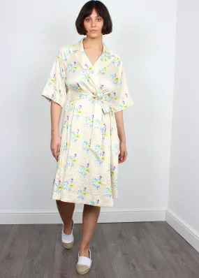 Ganni crinkled wrap floral rutabaga dress