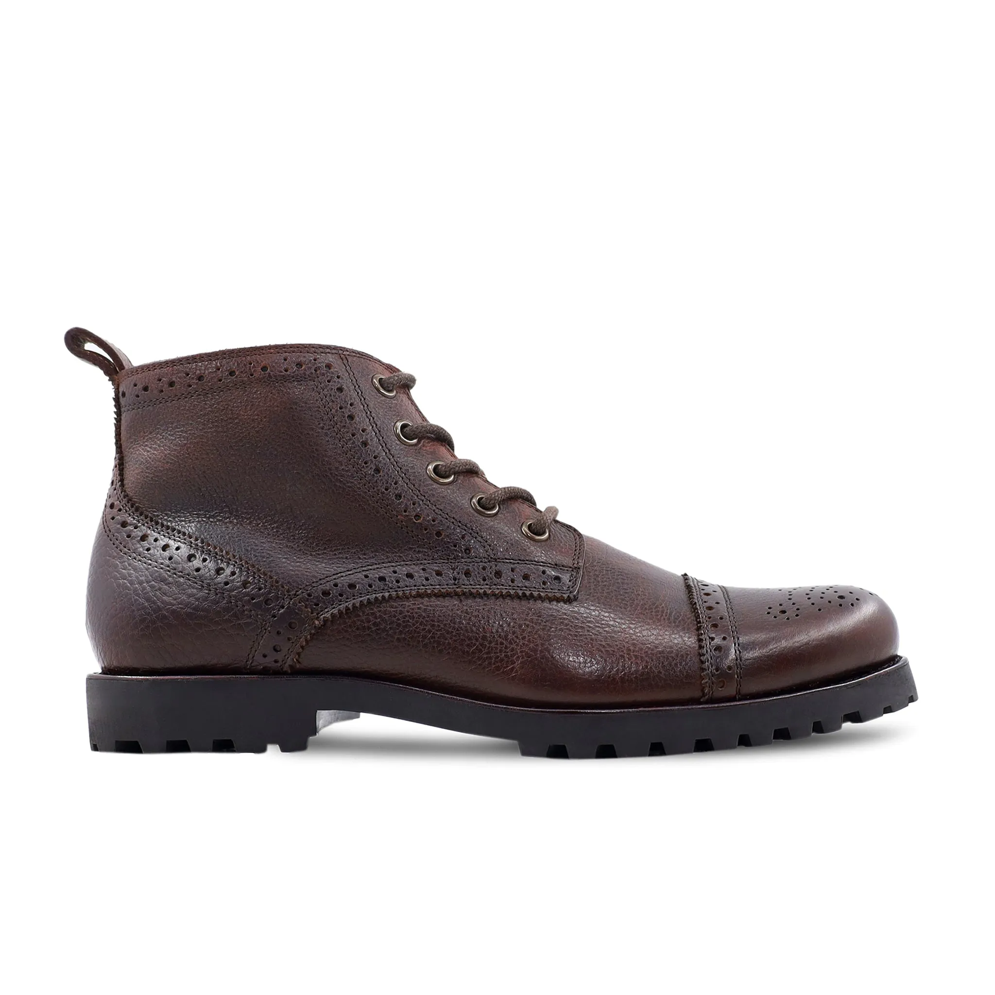 Kohei - Men's Dark Brown Pebble Grain Leather Boot