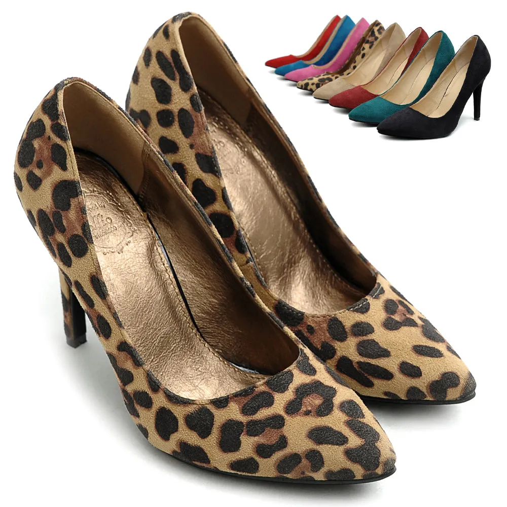 Ollio Women's Faux Suede Point Toe Shoe High Heel Multi Color Pump