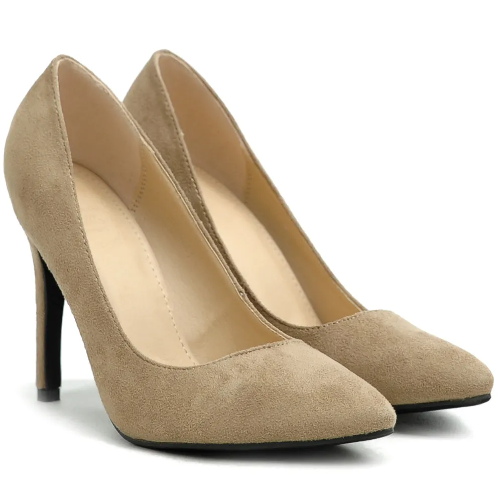 Ollio Women's Faux Suede Point Toe Shoe High Heel Multi Color Pump