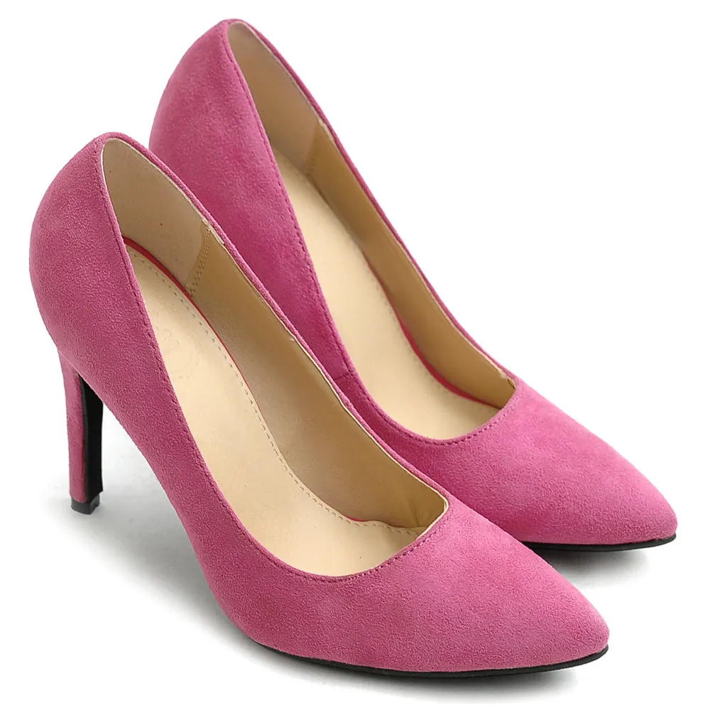 Ollio Women's Faux Suede Point Toe Shoe High Heel Multi Color Pump
