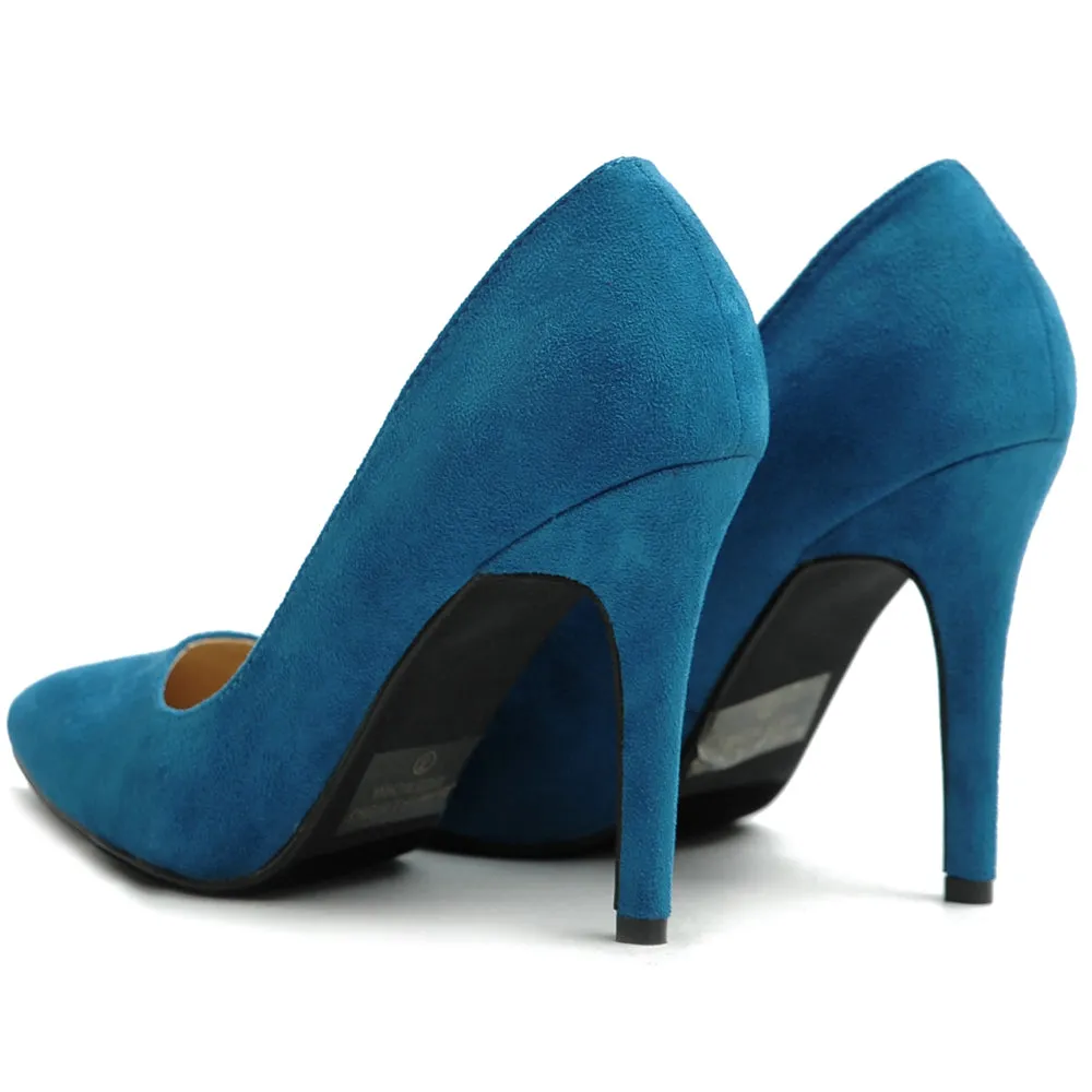 Ollio Women's Faux Suede Point Toe Shoe High Heel Multi Color Pump