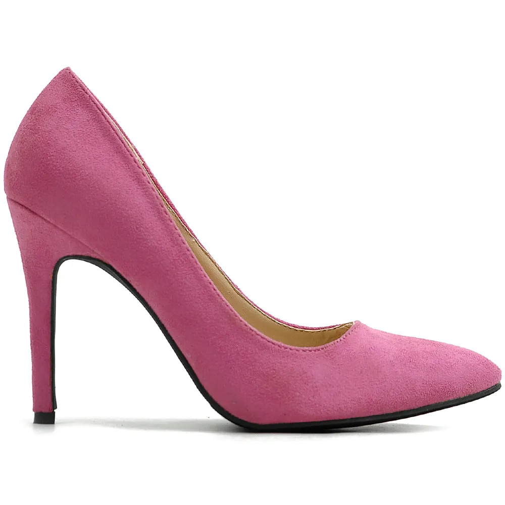 Ollio Women's Faux Suede Point Toe Shoe High Heel Multi Color Pump