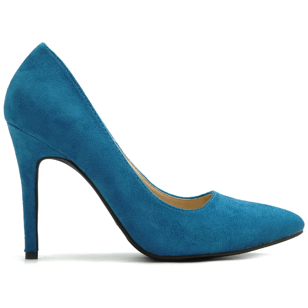 Ollio Women's Faux Suede Point Toe Shoe High Heel Multi Color Pump