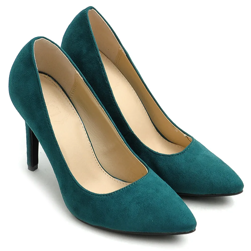 Ollio Women's Faux Suede Point Toe Shoe High Heel Multi Color Pump