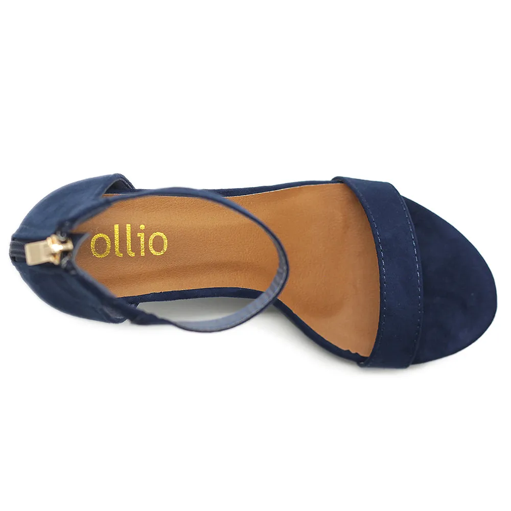 Ollio Women's Shoes Faux Suede or Faux Leather Ankle Strap Zip Up Closure Chunky Heel Sandals