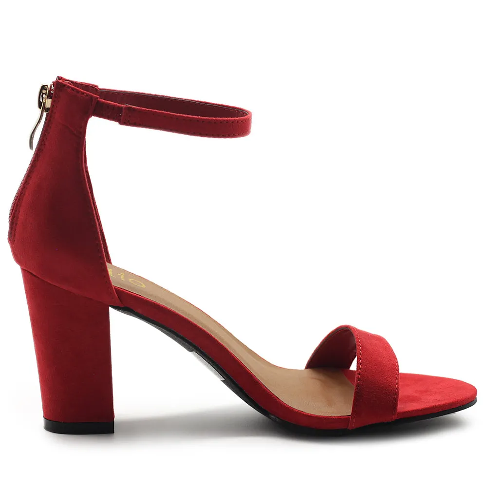Ollio Women's Shoes Faux Suede or Faux Leather Ankle Strap Zip Up Closure Chunky Heel Sandals