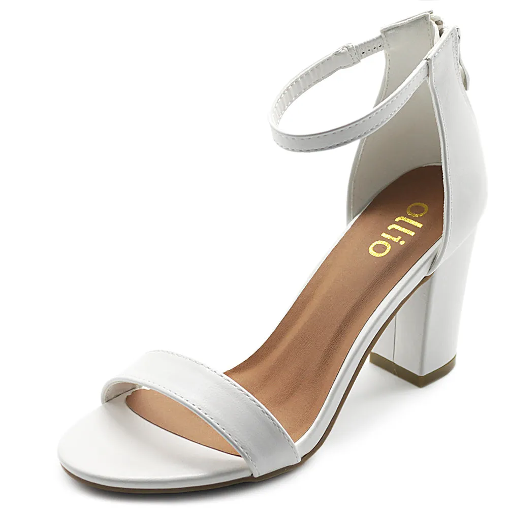 Ollio Women's Shoes Faux Suede or Faux Leather Ankle Strap Zip Up Closure Chunky Heel Sandals