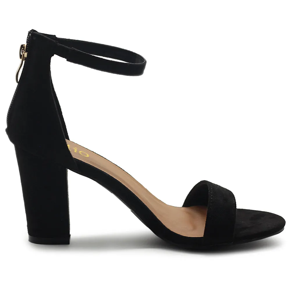 Ollio Women's Shoes Faux Suede or Faux Leather Ankle Strap Zip Up Closure Chunky Heel Sandals
