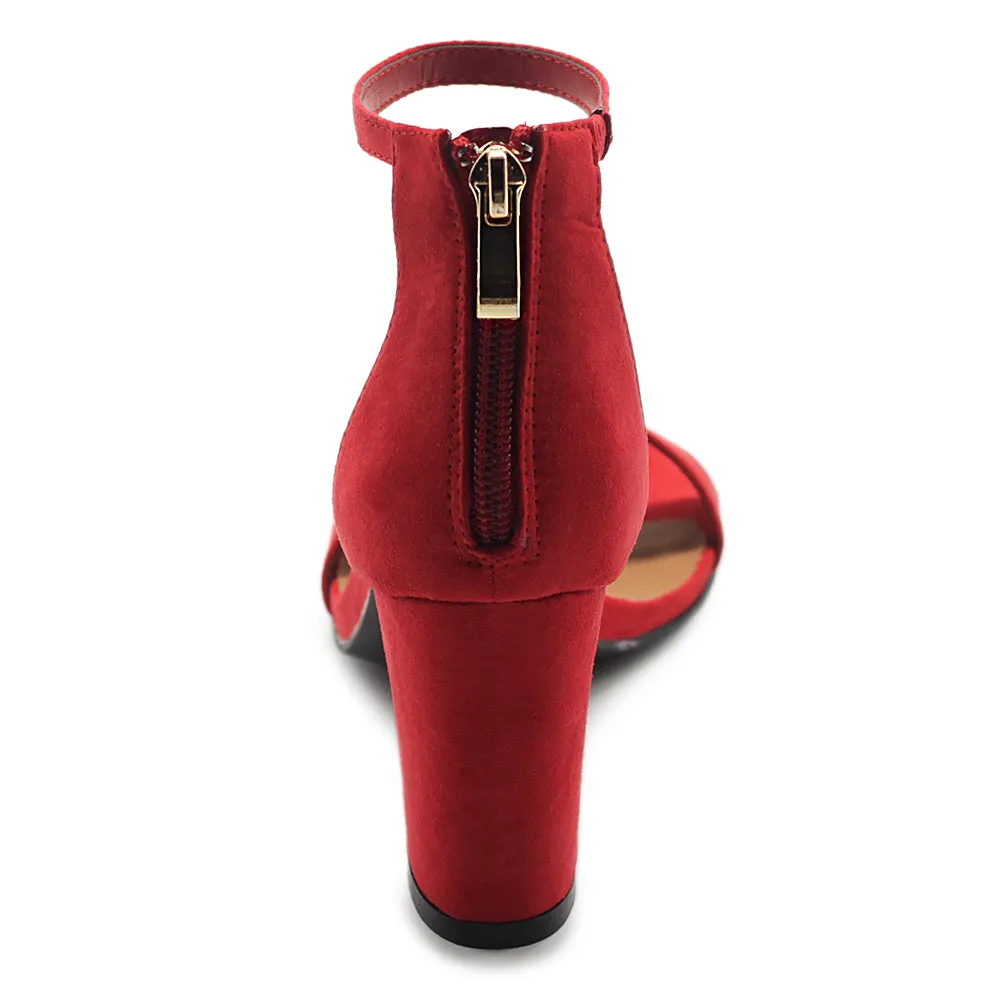 Ollio Women's Shoes Faux Suede or Faux Leather Ankle Strap Zip Up Closure Chunky Heel Sandals