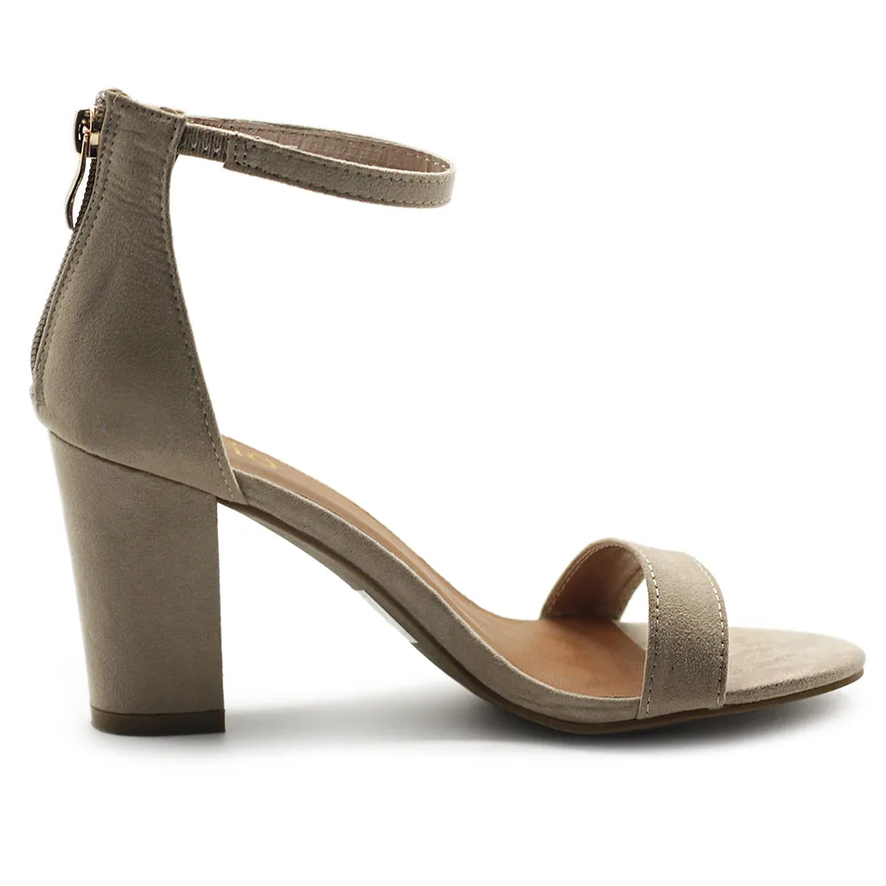 Ollio Women's Shoes Faux Suede or Faux Leather Ankle Strap Zip Up Closure Chunky Heel Sandals