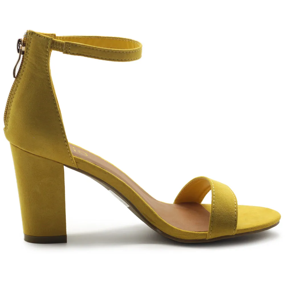 Ollio Women's Shoes Faux Suede or Faux Leather Ankle Strap Zip Up Closure Chunky Heel Sandals