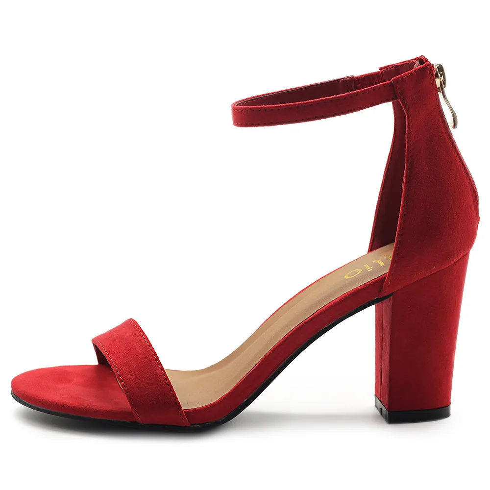 Ollio Women's Shoes Faux Suede or Faux Leather Ankle Strap Zip Up Closure Chunky Heel Sandals