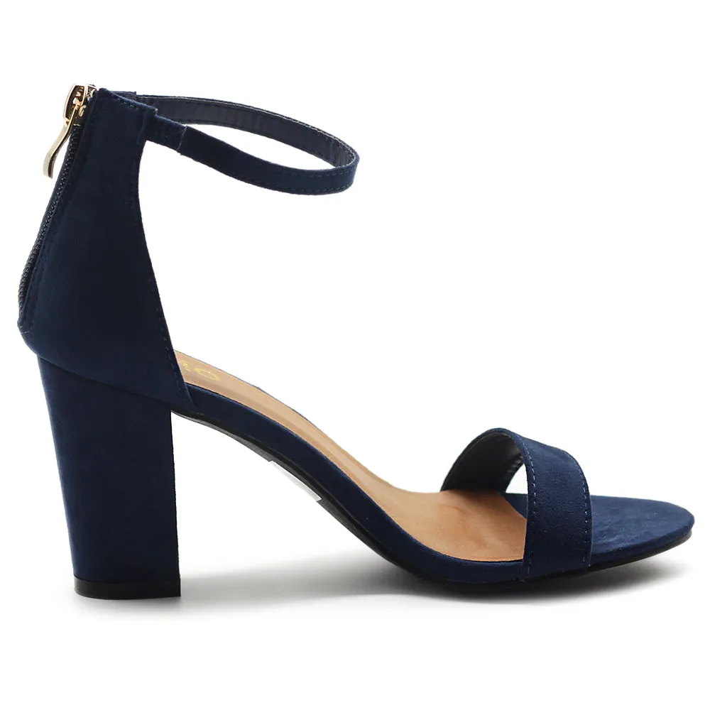 Ollio Women's Shoes Faux Suede or Faux Leather Ankle Strap Zip Up Closure Chunky Heel Sandals