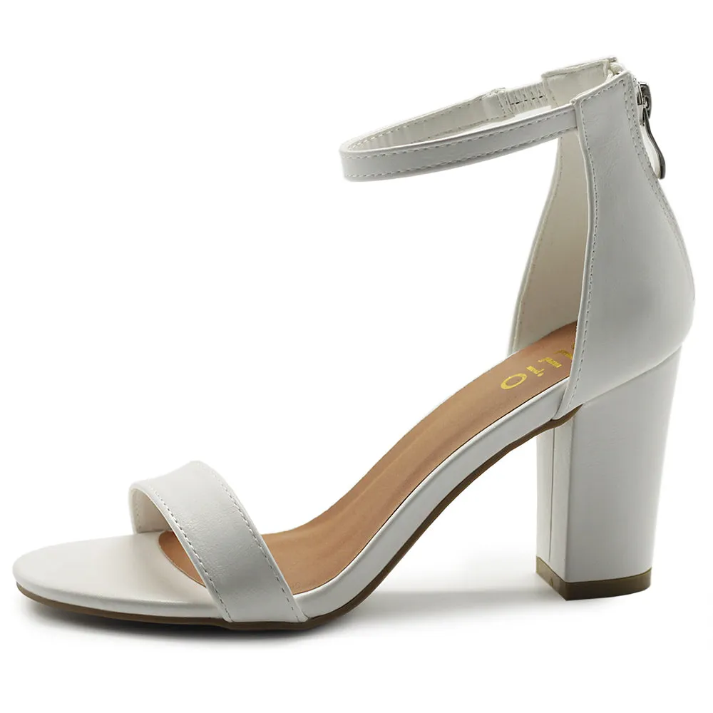 Ollio Women's Shoes Faux Suede or Faux Leather Ankle Strap Zip Up Closure Chunky Heel Sandals