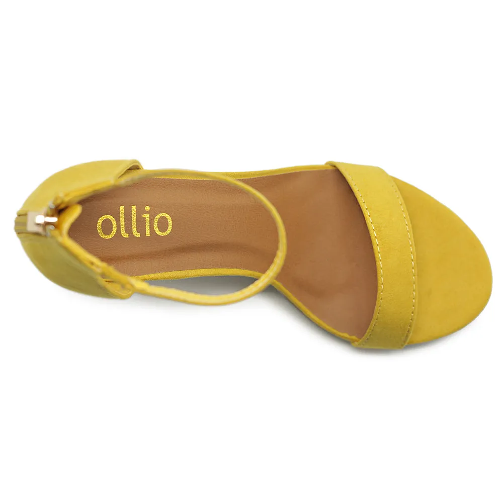 Ollio Women's Shoes Faux Suede or Faux Leather Ankle Strap Zip Up Closure Chunky Heel Sandals
