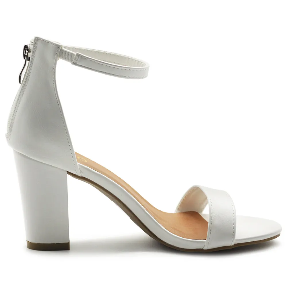 Ollio Women's Shoes Faux Suede or Faux Leather Ankle Strap Zip Up Closure Chunky Heel Sandals