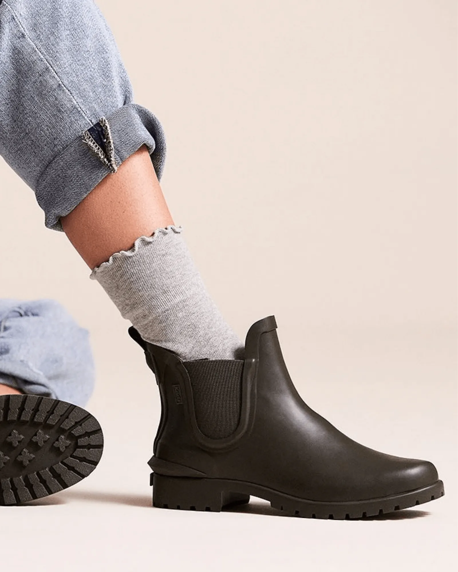 ROWAN RAIN BOOT BLACK RUBBER ANKLE BOOT