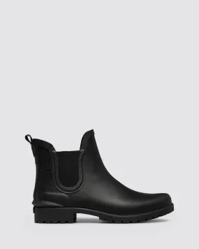 ROWAN RAIN BOOT BLACK RUBBER ANKLE BOOT