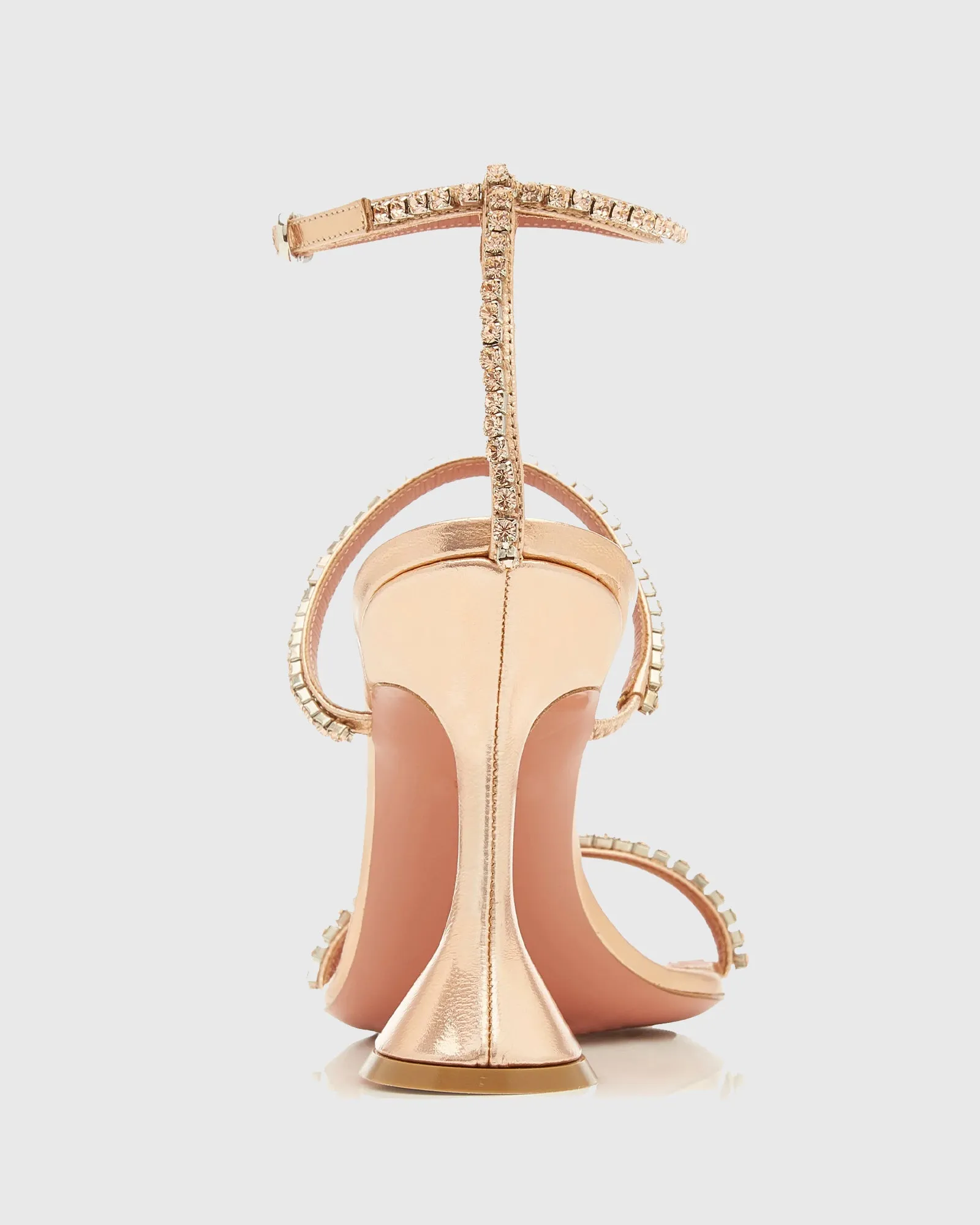 Seal Rhinestone Strap Flared Heels