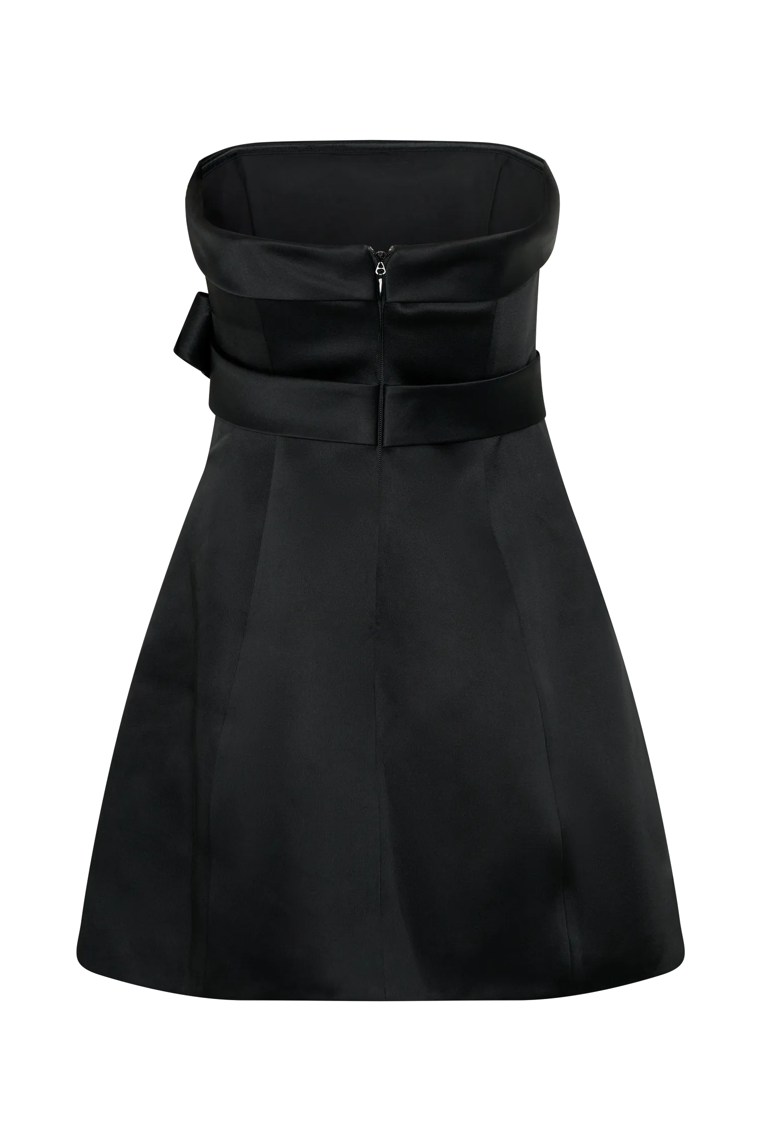 Tatiana Satin Strapless Bow Mini Dress - Black