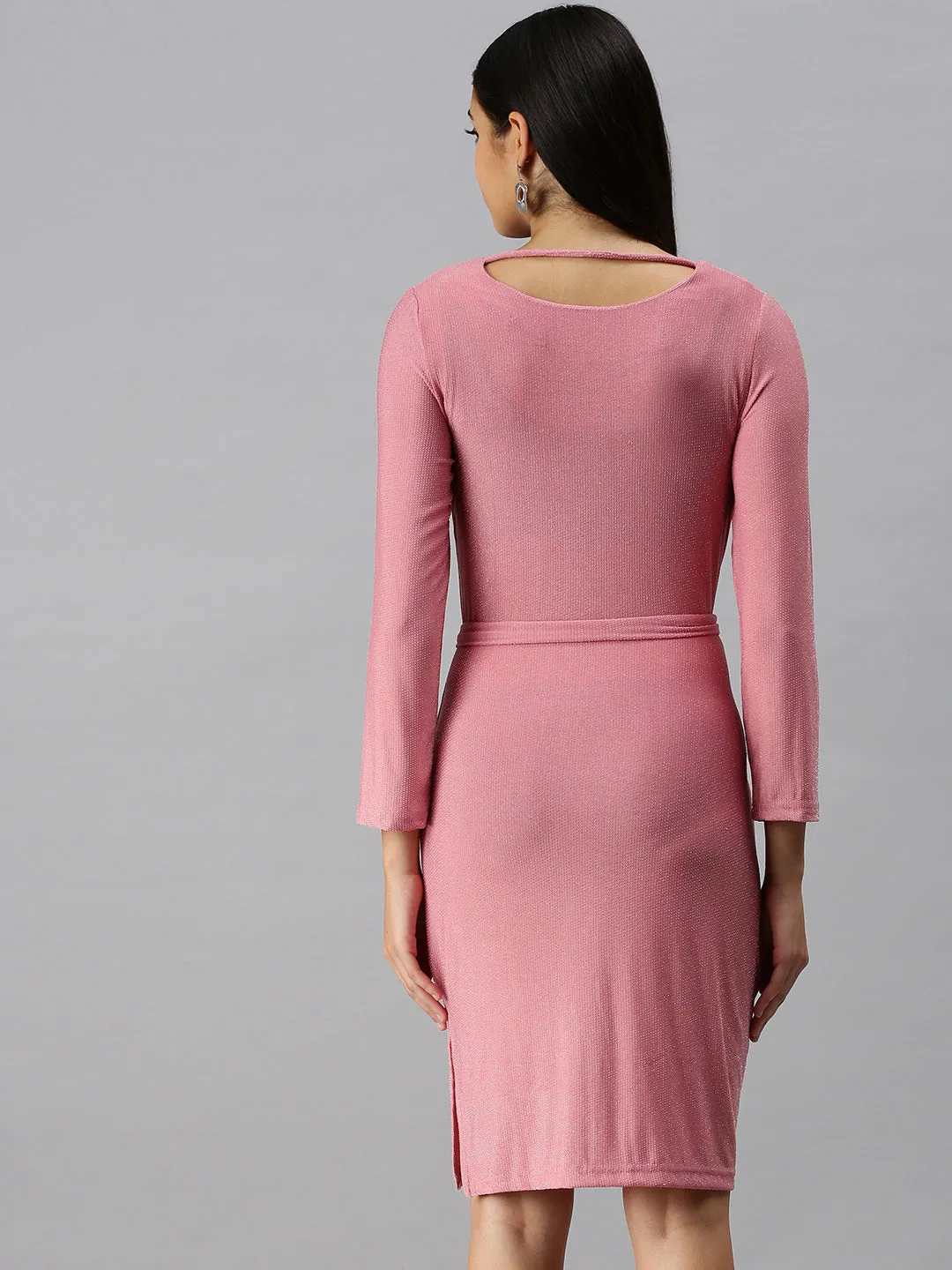 Women Pink Embellished Sheath Dress