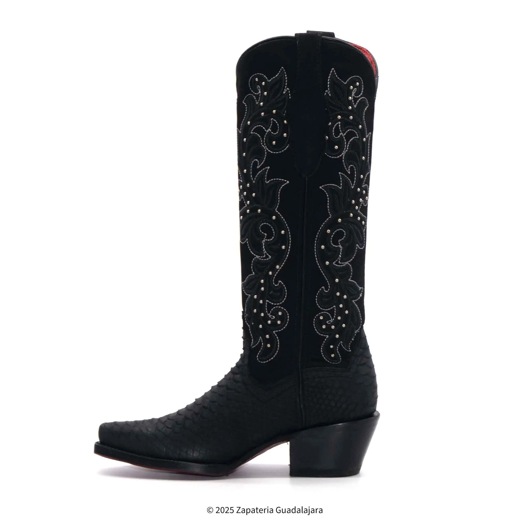 WOMEN'S SNIP TOE PYTHON TRIBUTE BLACK LEATHER BOOT -4019